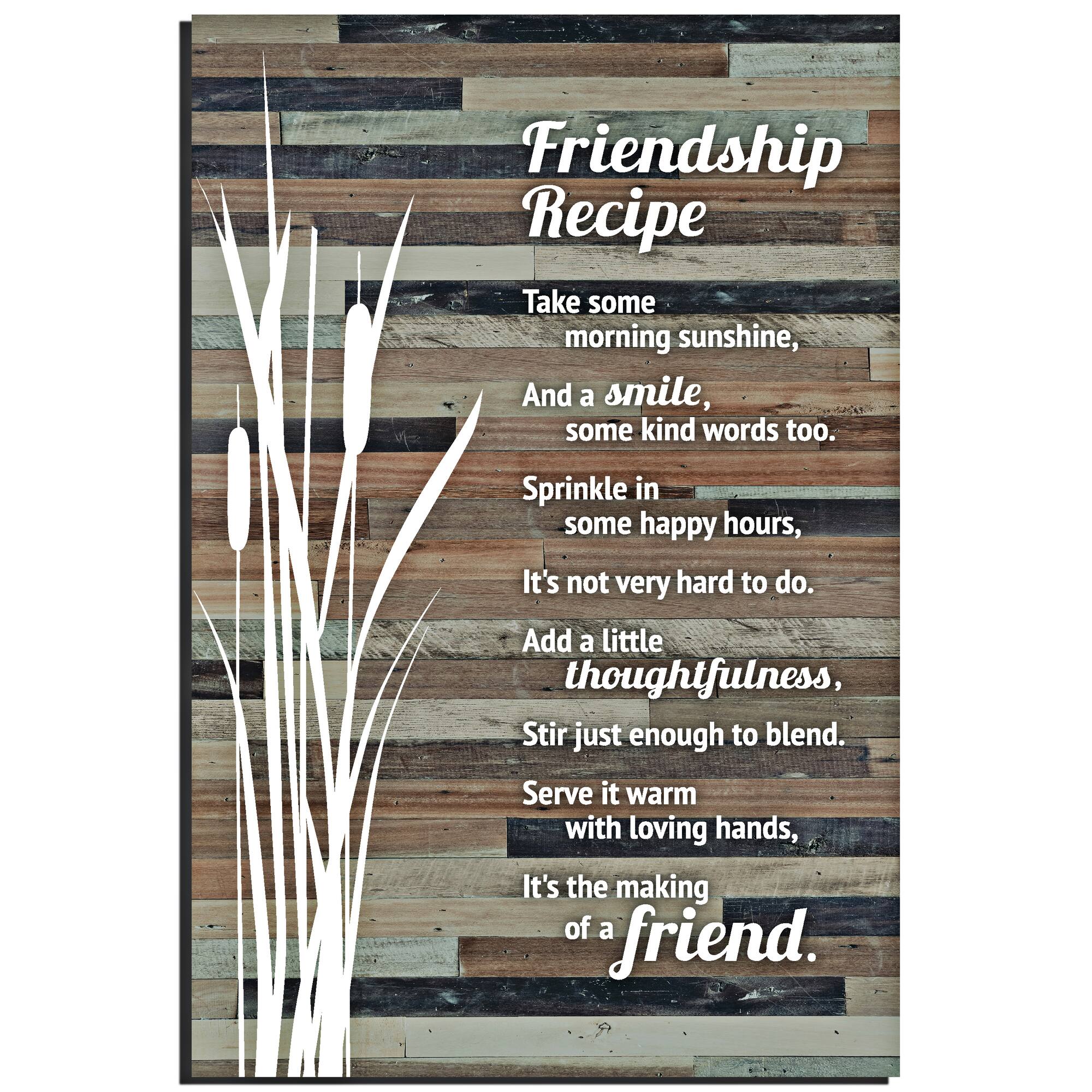 Friends Recipe Wood Plaque Easel